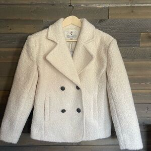 Cupio Cream Teddy Jacket with Double Breasted Buttons  NWT